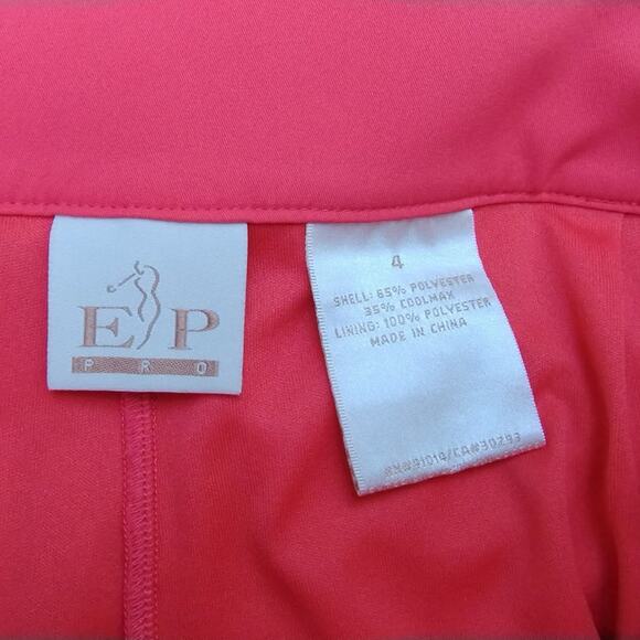 E P PRO Golf Tennis Skort Coral Red Pleats Pockets Size 4 Polyester Coolmax - Picture 2 of 9